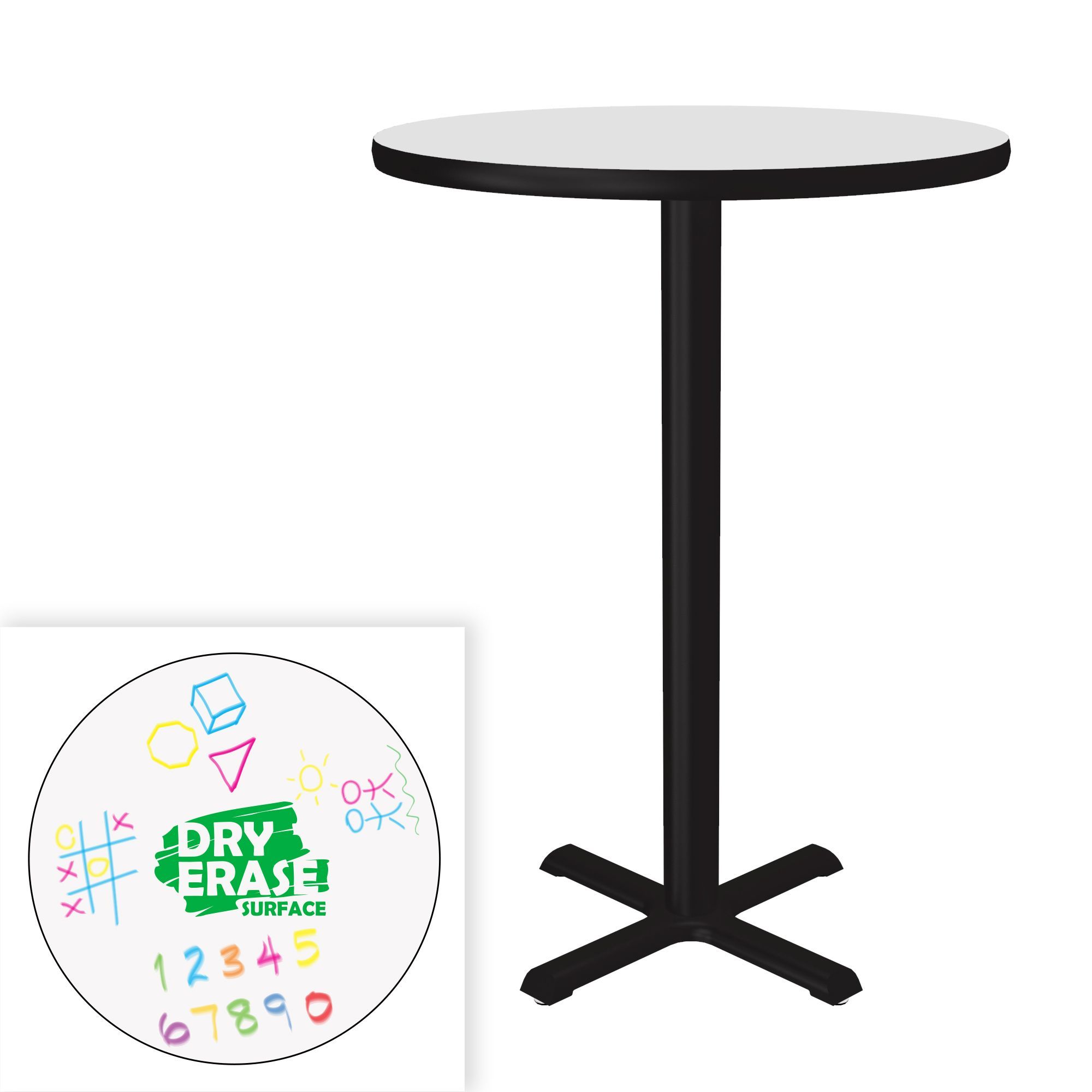 All Bar Stool/Standing Height Café & Breakroom Table - Dry Erase Markerboard