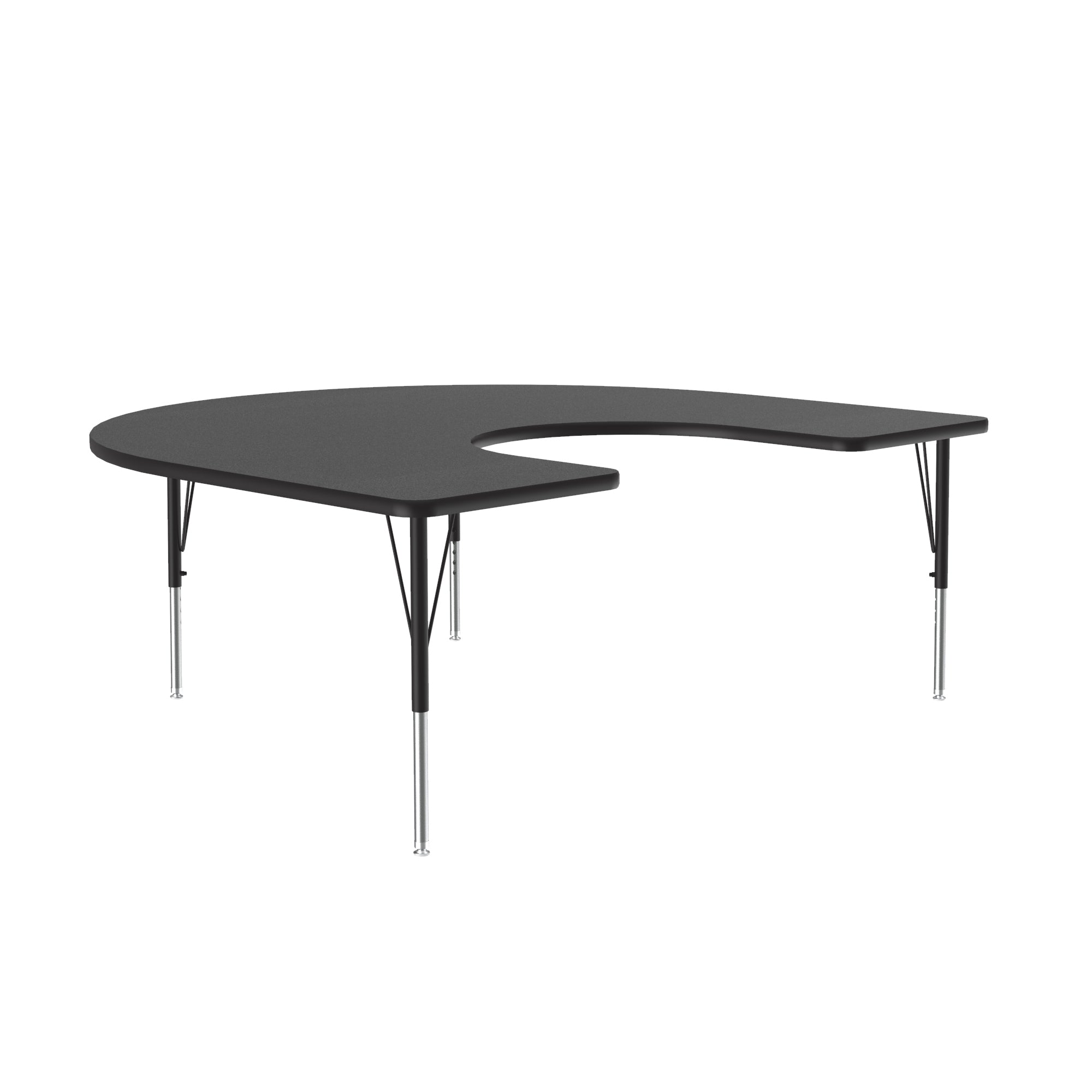 Horseshoe Shape Laminated Top Height Adjusting Folding Table With Meta Legs  and legs