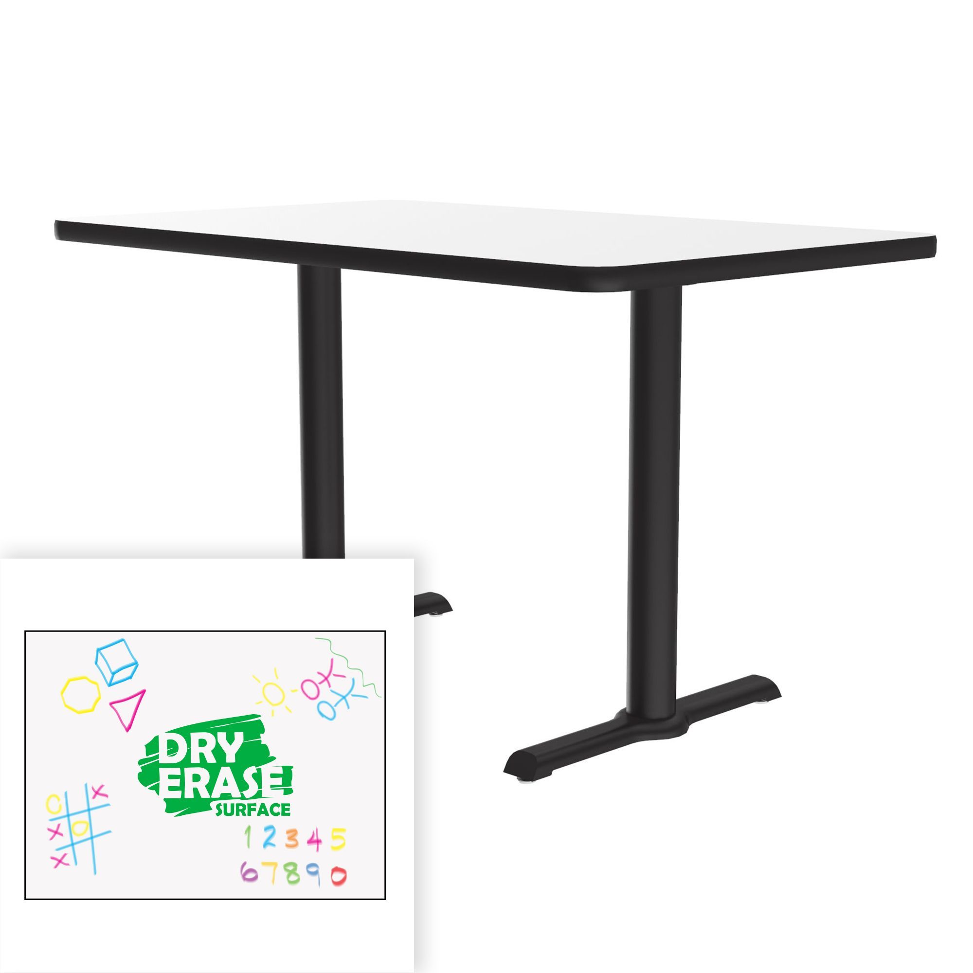 All Table Height Café & Breakroom Table - Dry Erase Markerboard