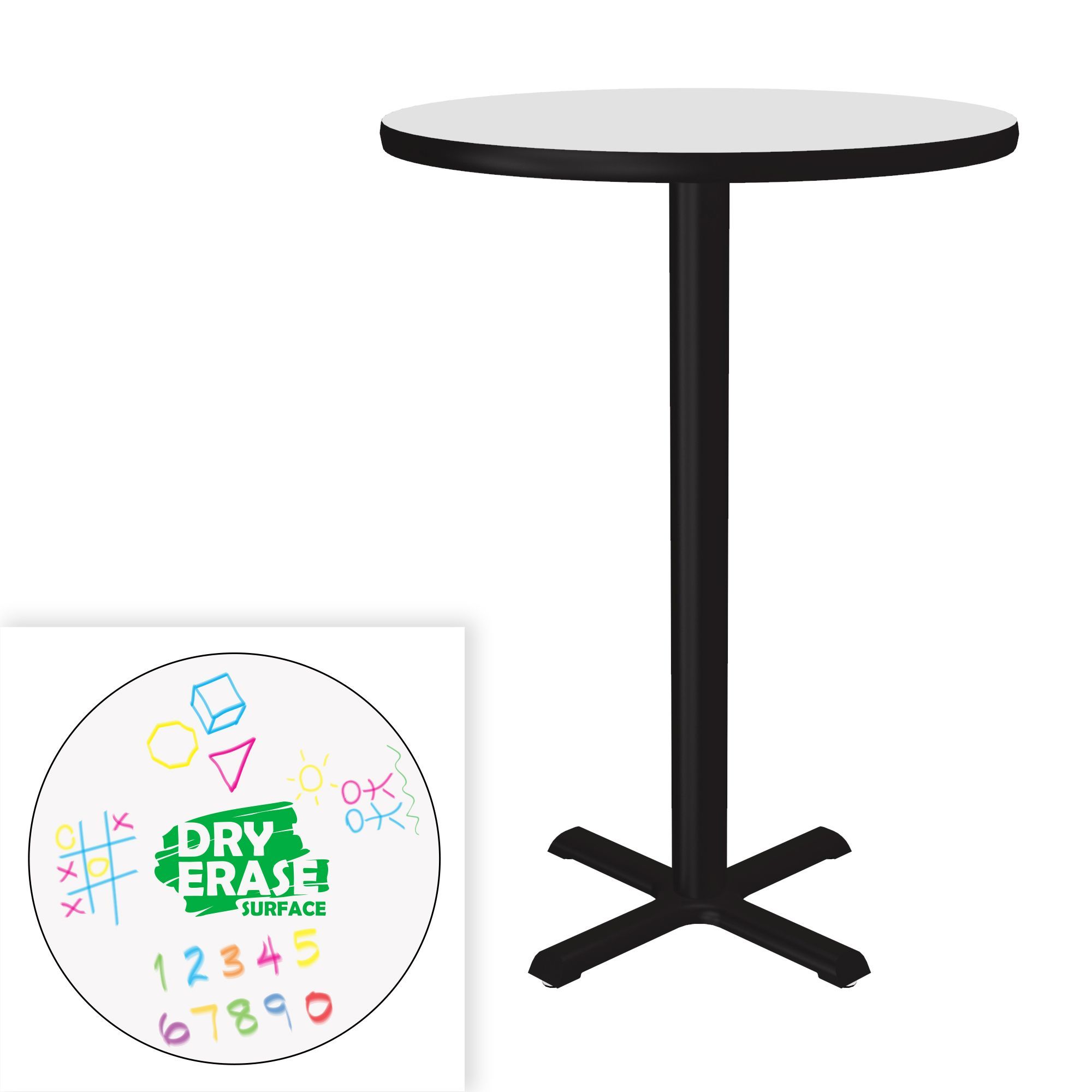 All Bar Stool/Standing Height Café & Breakroom Table - Dry Erase Markerboard