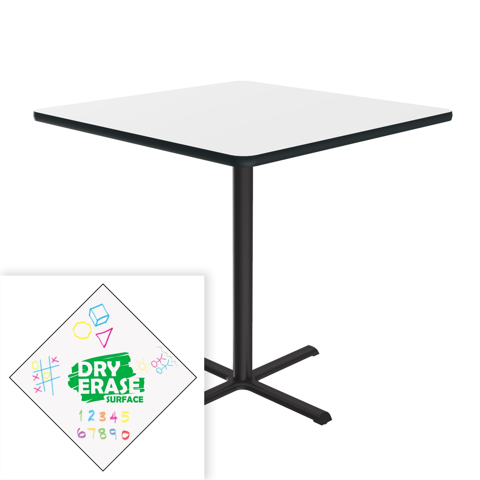 All Bar Stool/Standing Height Café & Breakroom Table - Dry Erase Markerboard