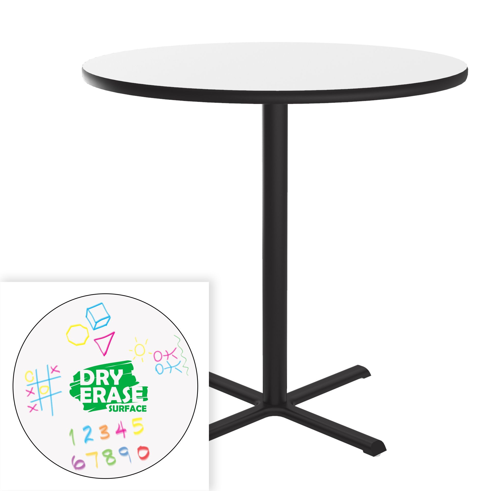 All Bar Stool/Standing Height Café & Breakroom Table - Dry Erase Markerboard