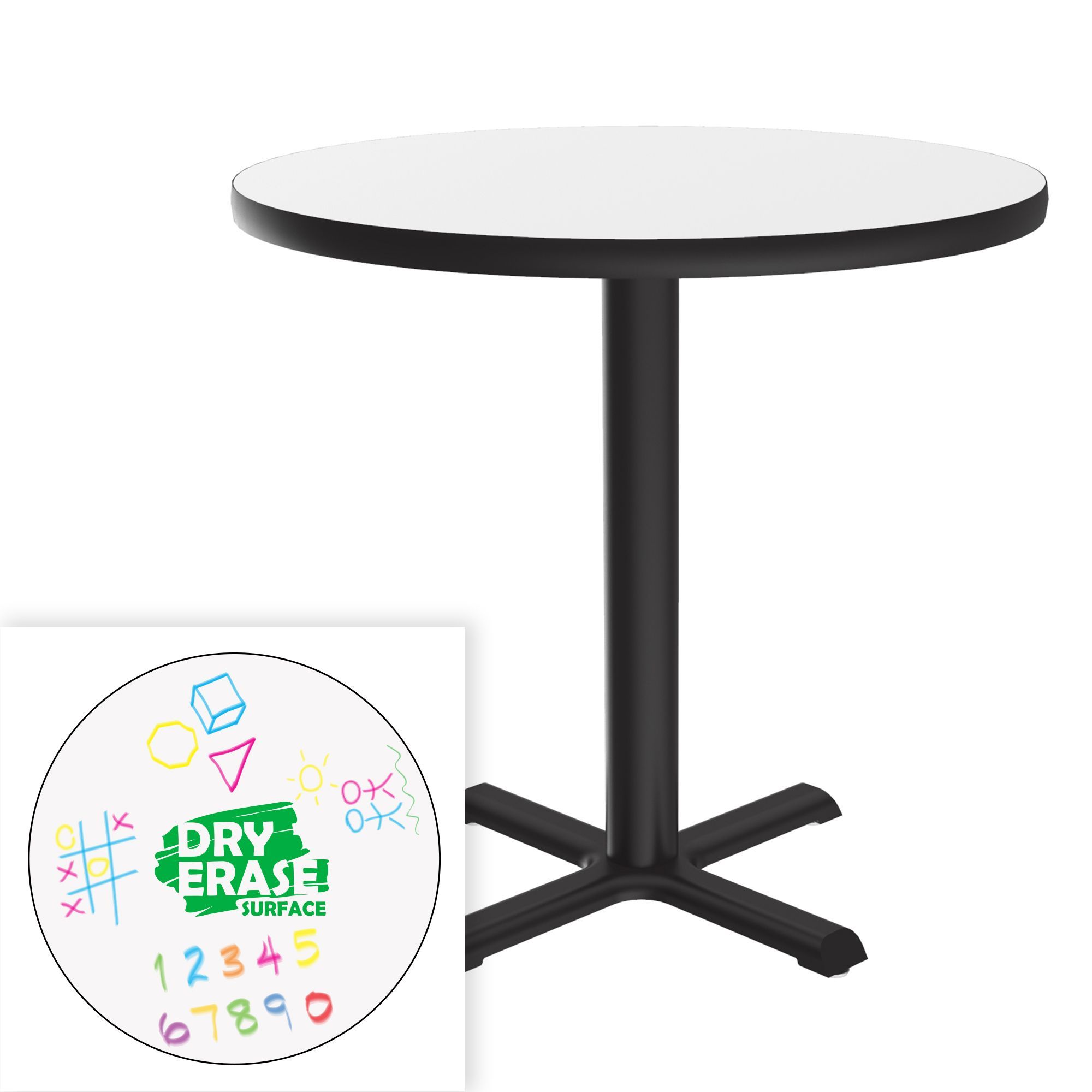 All Table Height Café & Breakroom Table - Dry Erase Markerboard