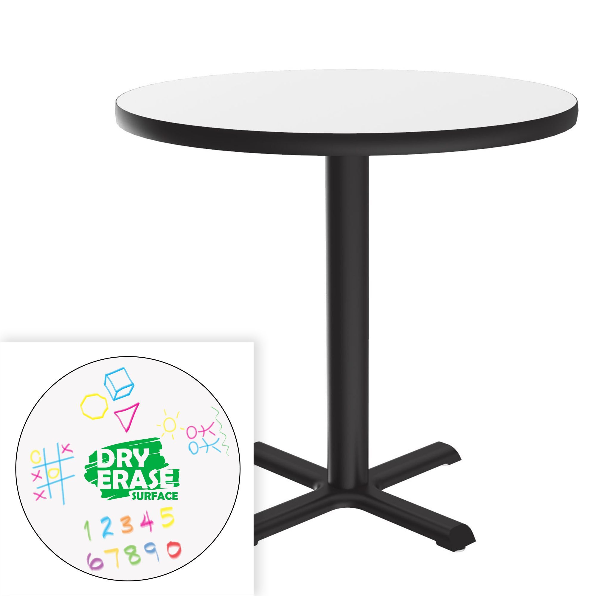 All Table Height Café & Breakroom Table - Dry Erase Markerboard