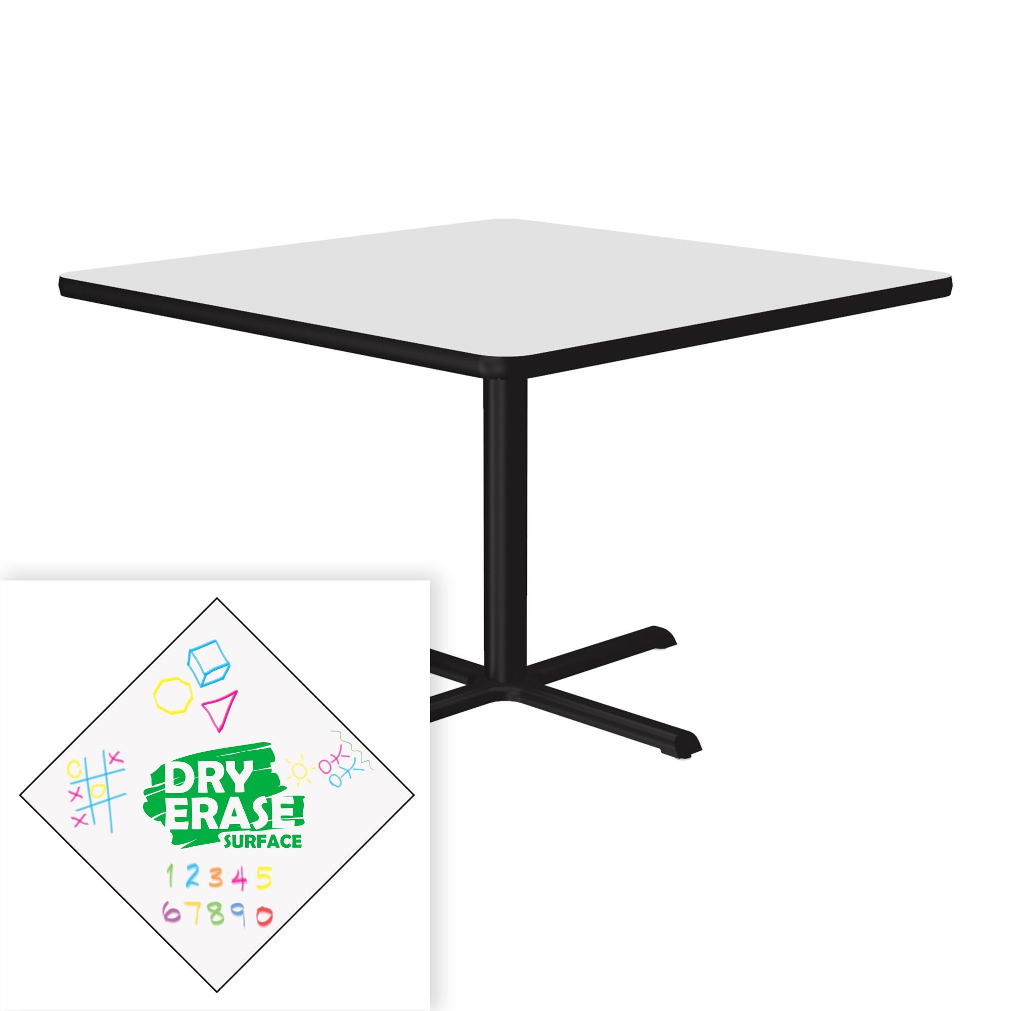 All Table Height Café & Breakroom Table - Dry Erase Markerboard