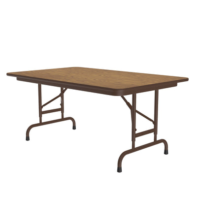 Commercial High-Pressure Folding Tables, Adjustable Height — Wood Grain Tops